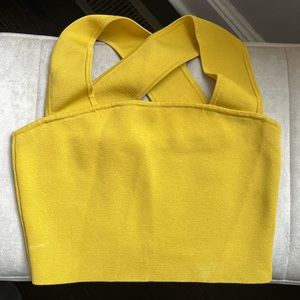 ARITZIA yellow halter criss cross top
